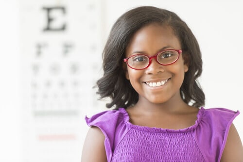 Young Woman with Purple glasses