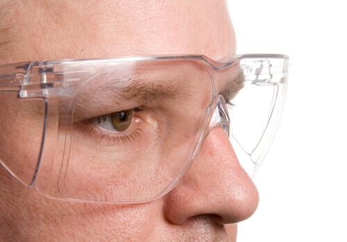 Man wearing safety glasses