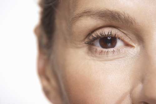 Close up woman's brown eye