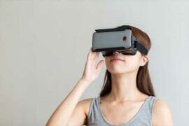 Woman with Virtual Reality headseat